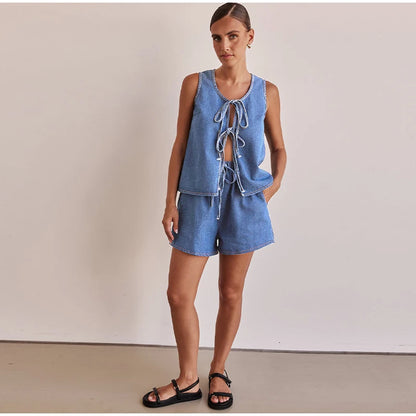 Azrin Denim Two Piece Set