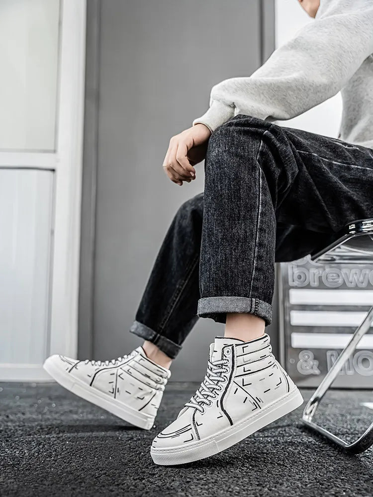 Cartoon Print High-top Shoes