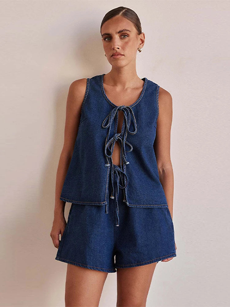 Azrin Denim Two Piece Set