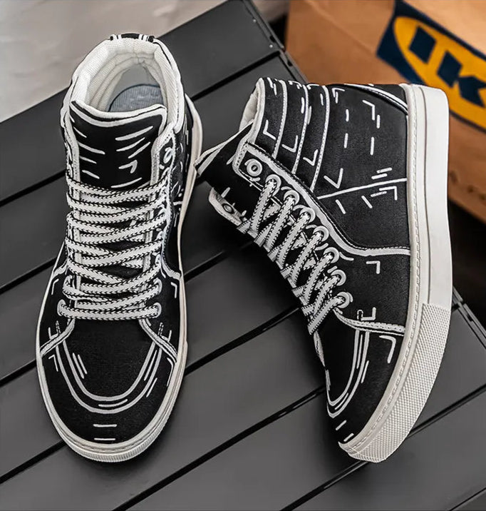 Cartoon Print High-top Shoes