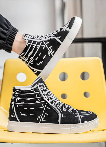 Cartoon Print High-top Shoes