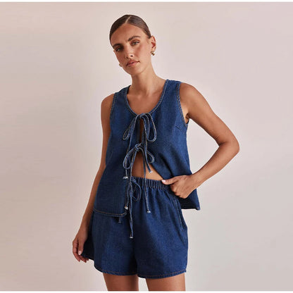 Azrin Denim Two Piece Set