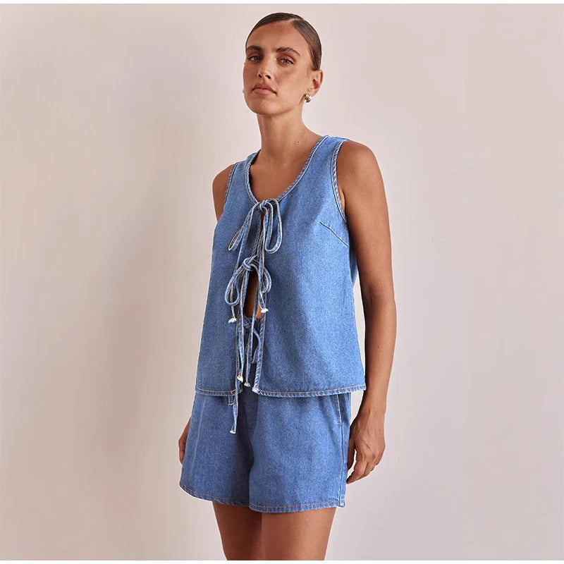 Azrin Denim Two Piece Set