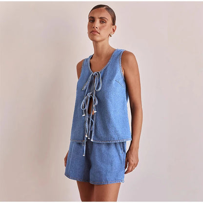 Azrin Denim Two Piece Set