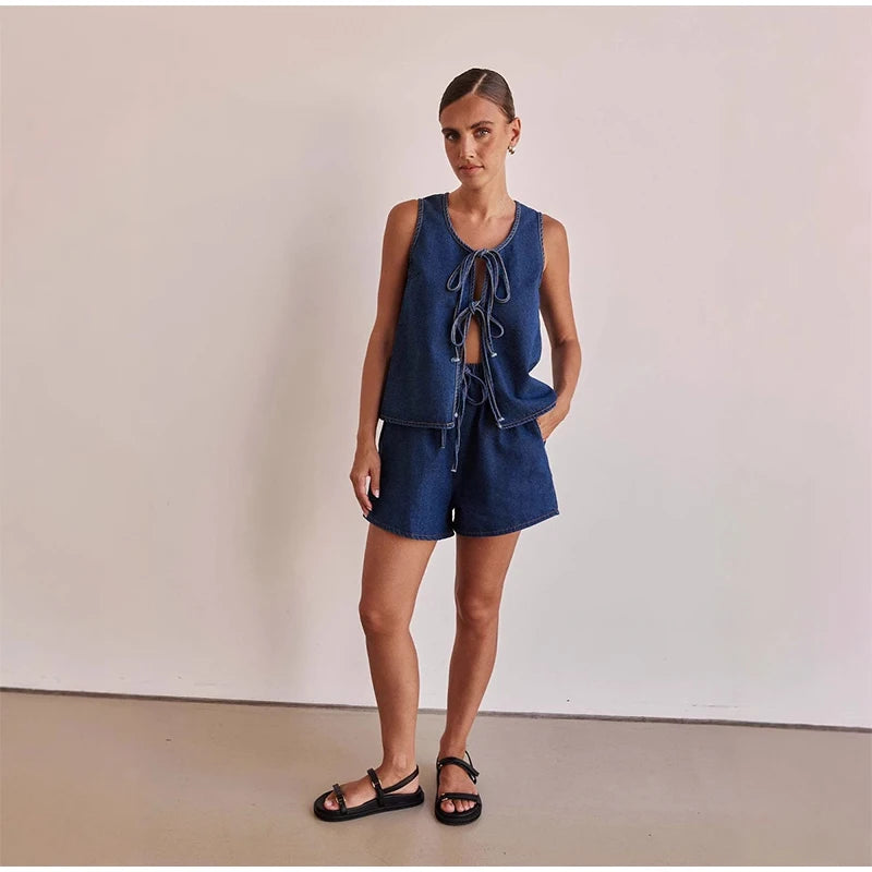 Azrin Denim Two Piece Set