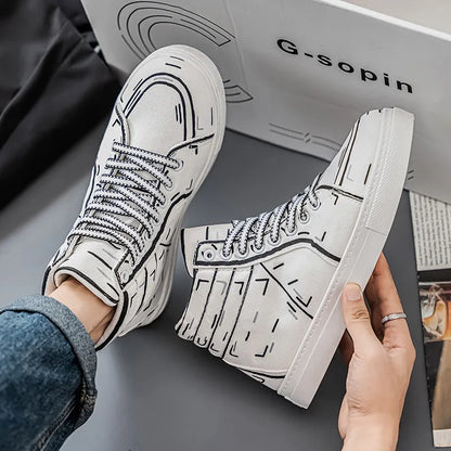 Cartoon Print High-top Shoes