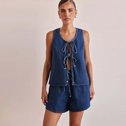 Azrin Denim Two Piece Set